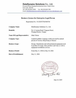 China business license for enterprise legal person Word and PDF template