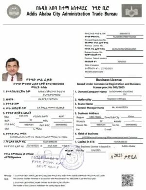 Ethiopia Addis Ababa business license Word and PDF template
