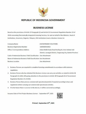Indonesia business license Word and PDF template, version 2