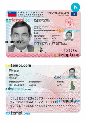Liechtenstein ID card PSD template, 2024-present