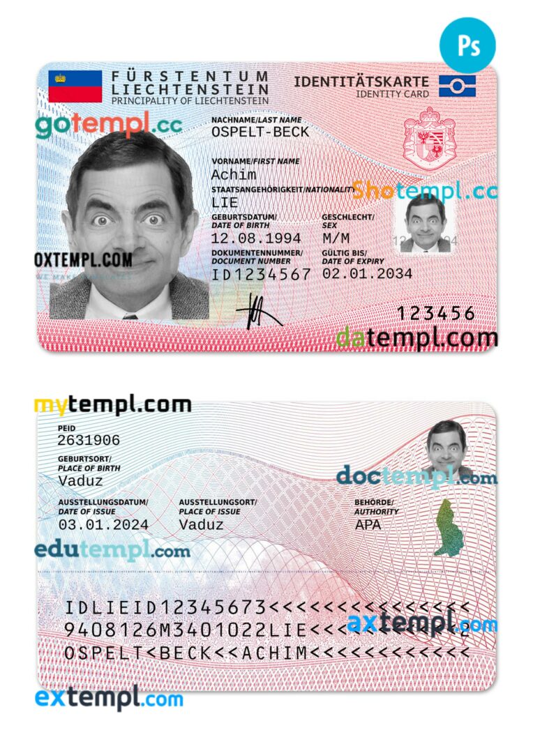Liechtenstein ID card PSD template, 2024-present