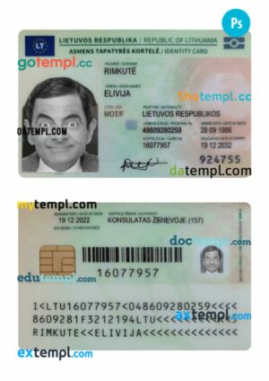 Lithuania ID card PSD template, 2022-present
