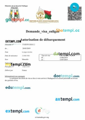 Madagascar work permit template in PSD format