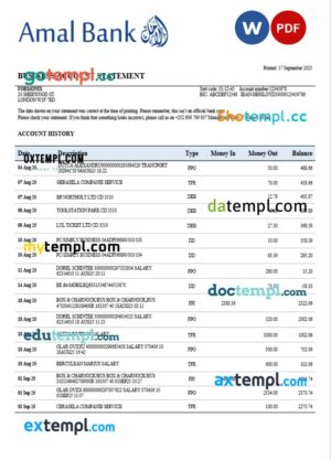 Somalia Amal organization statement Word and PDF template
