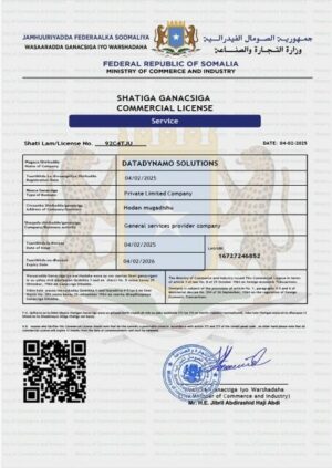 Somalia commercial license Word and PDF template