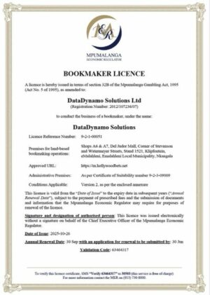 South Africa bookmaker license Word and PDF template