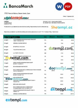Spain BancaMarch organization statement Word and PDF template