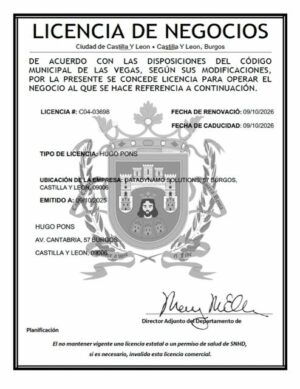 Spain Castilla Y Leon business license Word and PDF template