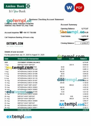 Sri Lanka Amana organization statement Word and PDF template