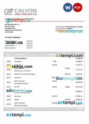 Thailand Caylon company statement Word and PDF template