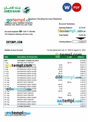 Tunisian Amen organization statement Word and PDF template