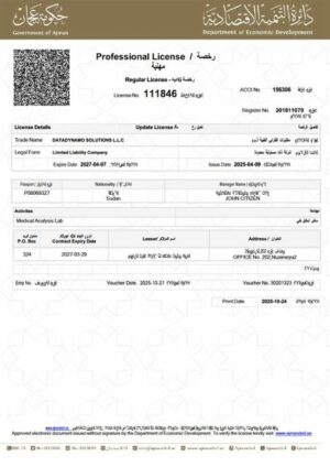 UAE Ajman professional license Word and PDF template
