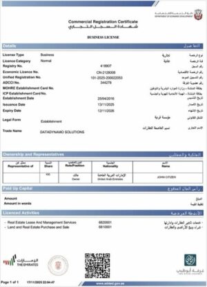 UAE Dubai business license Word and PDF template, version 3