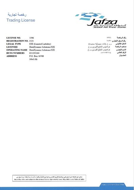 UAE Jafza trading license Word and PDF template