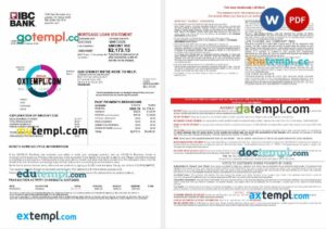 USA Texas IBC bank mortgage loan statement in Word and PDF formats, 4 pages