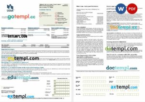 USA USAA Bank mortgage statement in Word and PDF formats, 2 pages