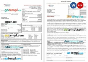USA University of Southern Indianna account mortgage statement in Word and PDF formats, 3 pages