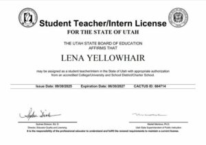 USA Utah student teacher/intern license Word and PDF template