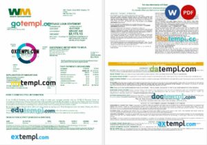 USA Waste Management bank mortgage loan statement in Word and PDF formats, 4 pages