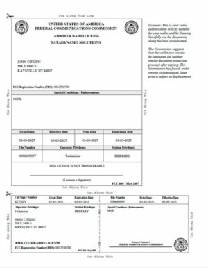 USA amateur radio license Word and PDF template