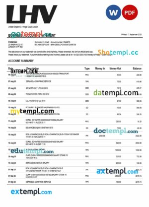 United Kingdom LHV Group firm statement Word and PDF template