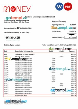 United Kingdom M Plus Current enterprise statement Word and PDF template