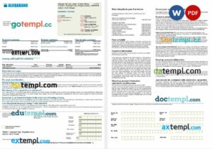 Uzbekistani Aloqabank mortgage statement in Word and PDF formats, 2 pages
