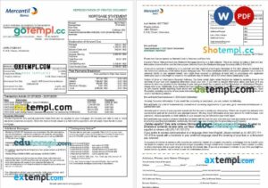Venezuela Mercantil bank mortgage statement in Word and PDF formats, 3 pages