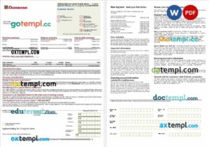 Vietnam Agribank bank mortgage statement in Word and PDF formats, 2 pages