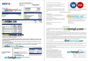 Vietnam BIDV bank mortgage statement in Word and PDF formats