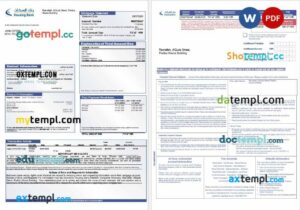 Yemeni Housing Bank mortgage statement in Word and PDF formats, 3 pages