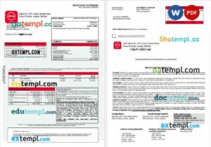 Zambian Absa bank mortgage statement in Word and PDF formats