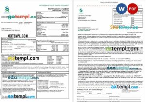 Zimbabwean Standard Chartered Bank mortgage statement in Word and PDF formats, 3 pages