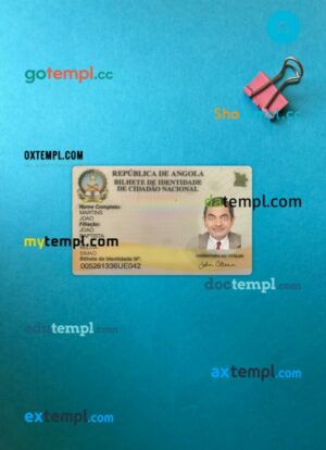 Angola ID card editable PSD files, scan look and photo-realistic look, 2 in 1, 2021-present