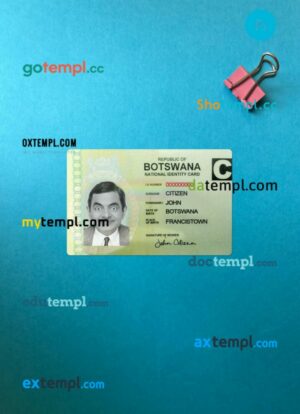 Botswana identity card editable PSD files, scan look and photo-realistic look, 2 in 1