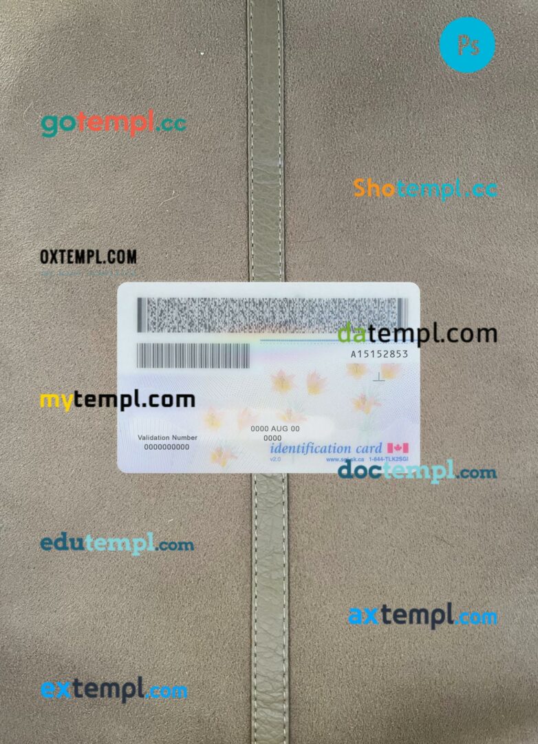 Canada Saskatchewan ID editable PSD files, scan look and photo-realistic look, 2 in 1 - Image 2