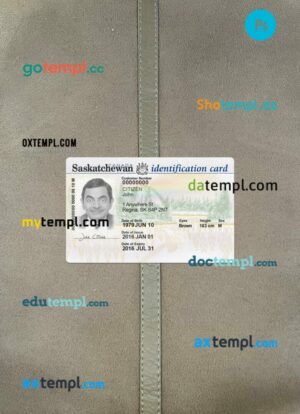 Canada Saskatchewan ID editable PSD files, scan look and photo-realistic look, 2 in 1