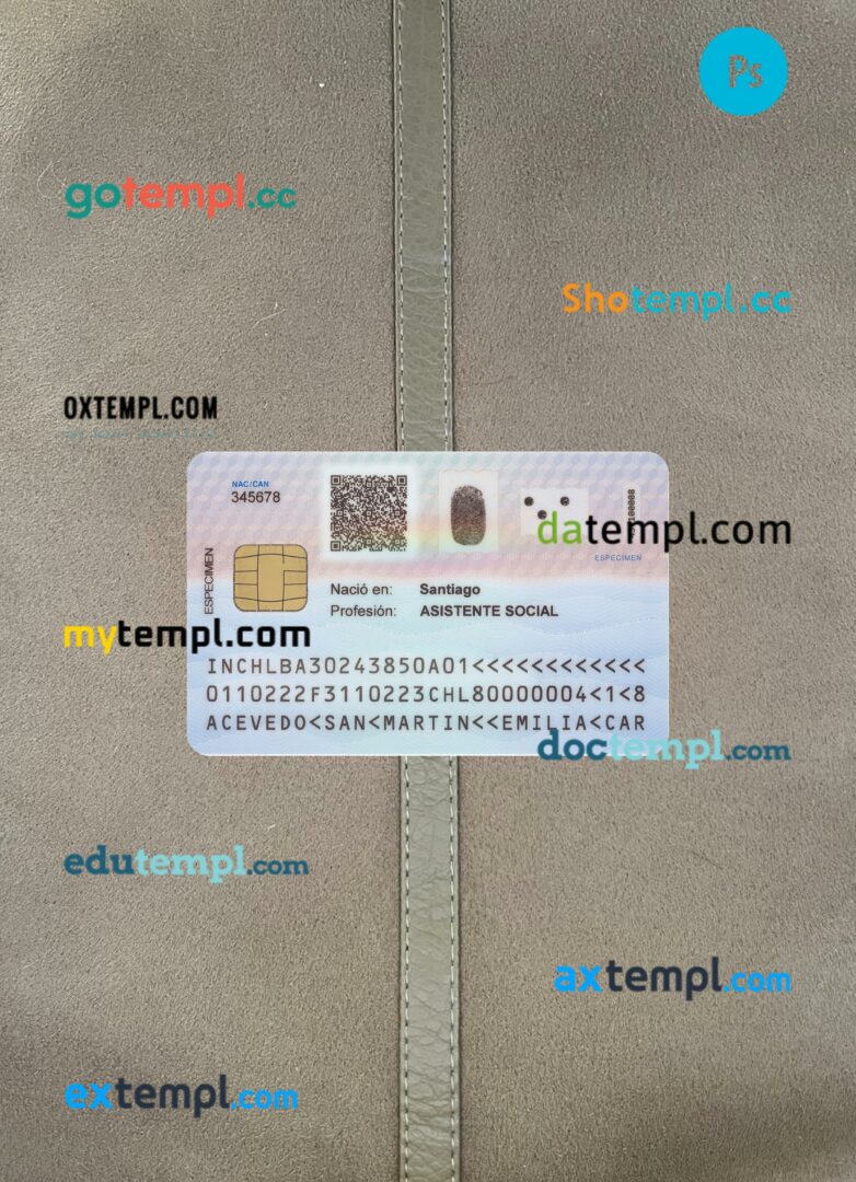 Chile ID card editable PSD files, scan look and photo-realistic look, 2 in 1, 2024-present - Image 2