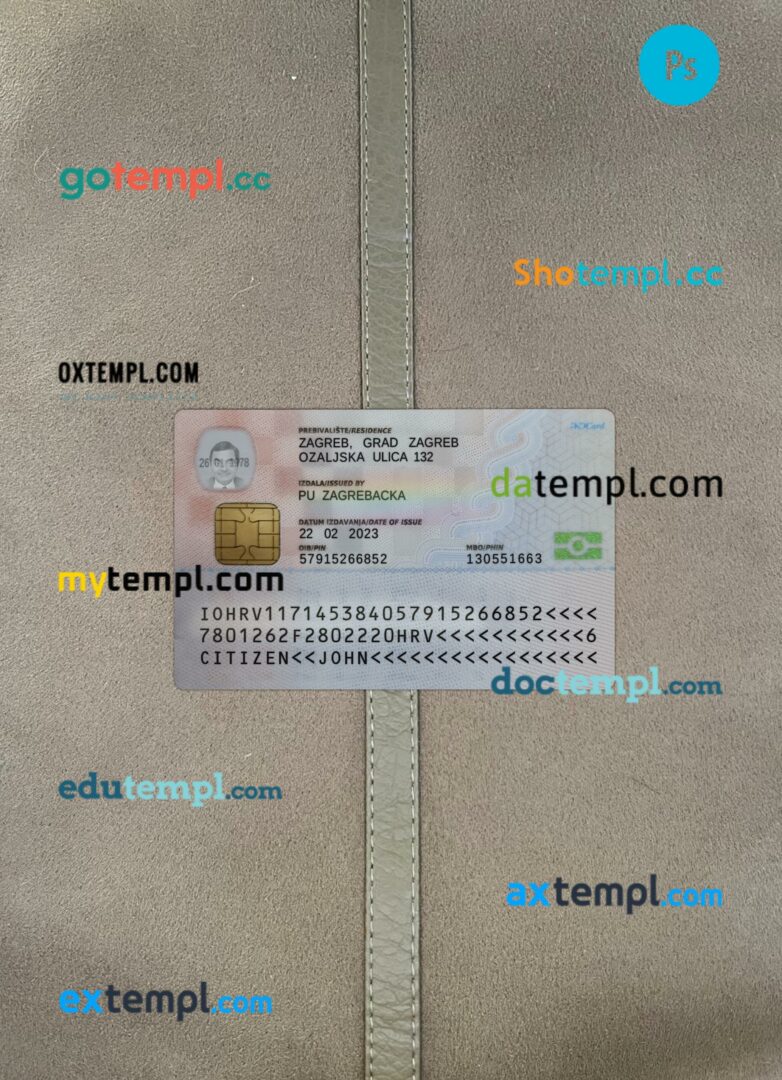 Croatia ID card editable PSD files, scan look and photo-realistic look, 2 in 1, 2023-present - Image 2