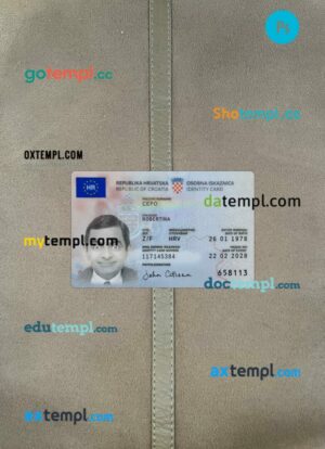Croatia ID card editable PSD files, scan look and photo-realistic look, 2 in 1, 2023-present