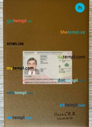 Czech ID card editable PSD files, scan look and photo-realistic look, 2 in 1, 2020-present
