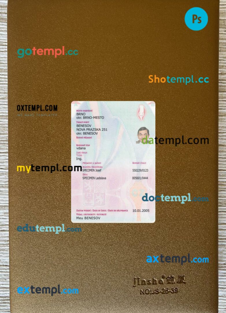 Czech Identification card editable PSD files, scan look and photo-realistic look, 2 in 1 - Image 2