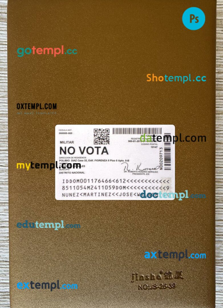 Dominican Republic ID card editable PSD files, scan look and photo-realistic look, 2 in 1 - Image 2