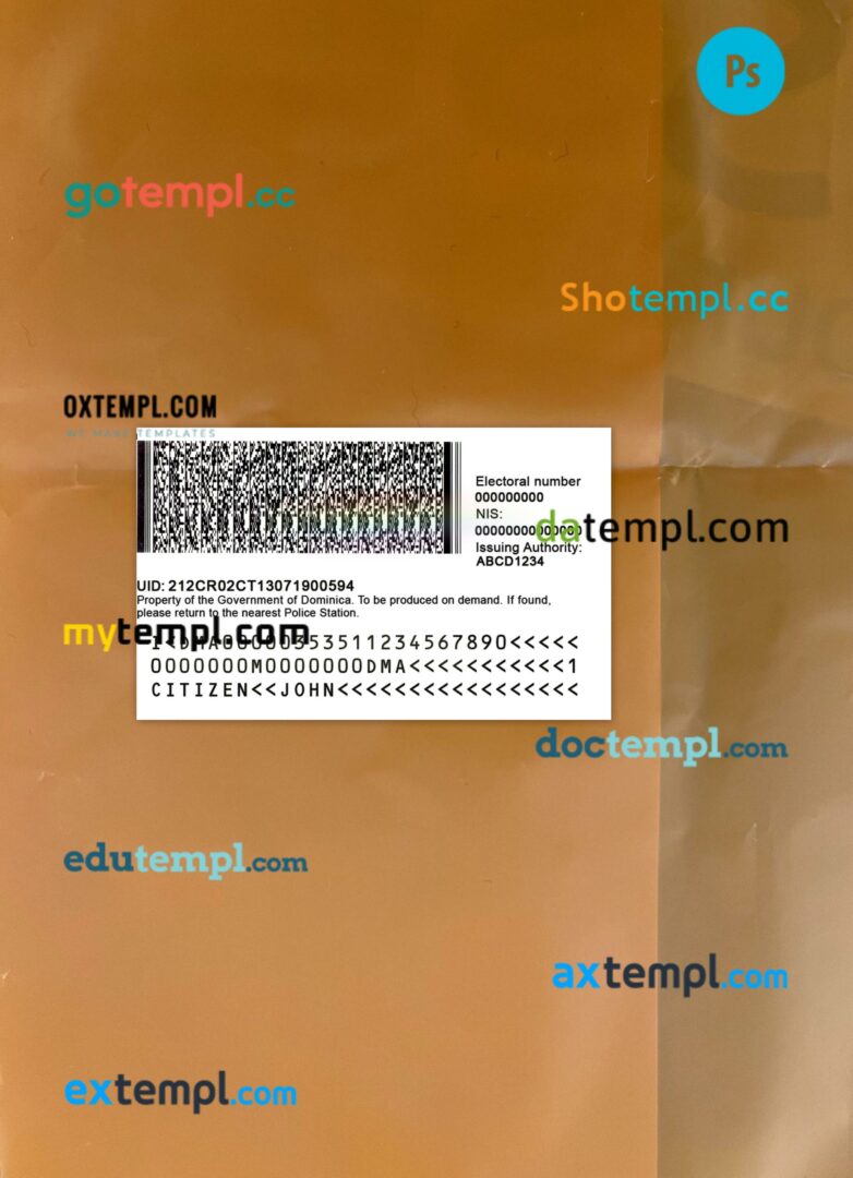 Eastern Caribbean States multi-purpose indentification card editable PSD files, scan look and photo-realistic look, 2 in 1 - Image 2