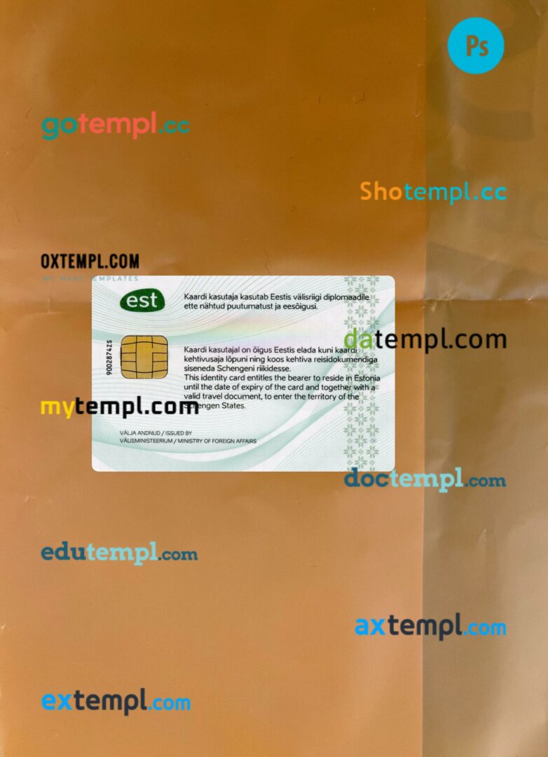 Estonia diplomatic ID card editable PSD files, scan look and photo-realistic look, 2 in 1, 2018-present - Image 2