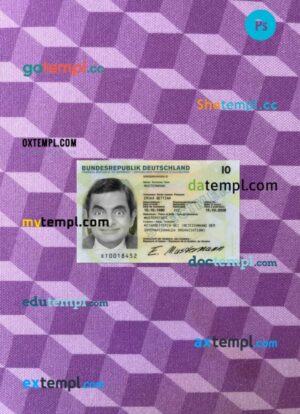 Germany special ID card editable PSD files, scan look and photo-realistic look, 2 in 1, 2024-present