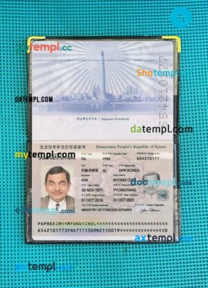 Korea passport editable PSD files with address page, scan and photo-realistic look, 2016-present