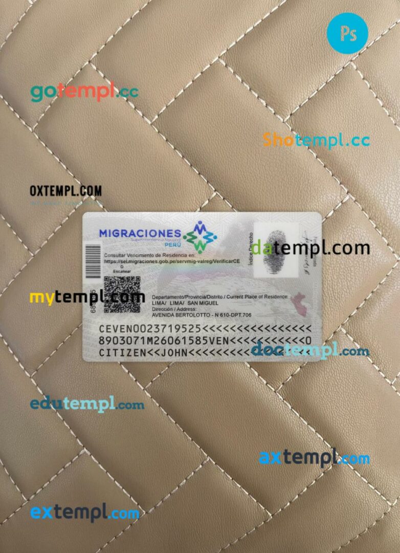 Peru national ID card editable PSD files, scan look and photo-realistic look, 2 in 1 - Image 2