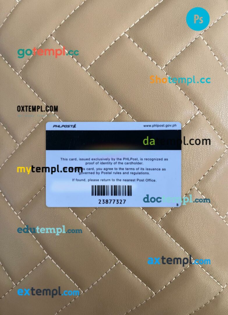 Philippines postal identity card editable PSD files, scan look and photo-realistic look, 2 in 1 - Image 2