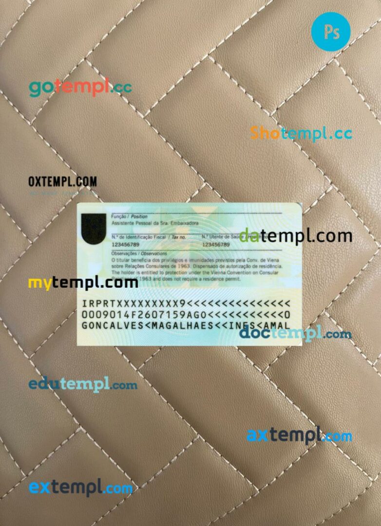 Portugal ID card editable PSD files, scan look and photo-realistic look, 2 in 1, 2020-present - Image 2